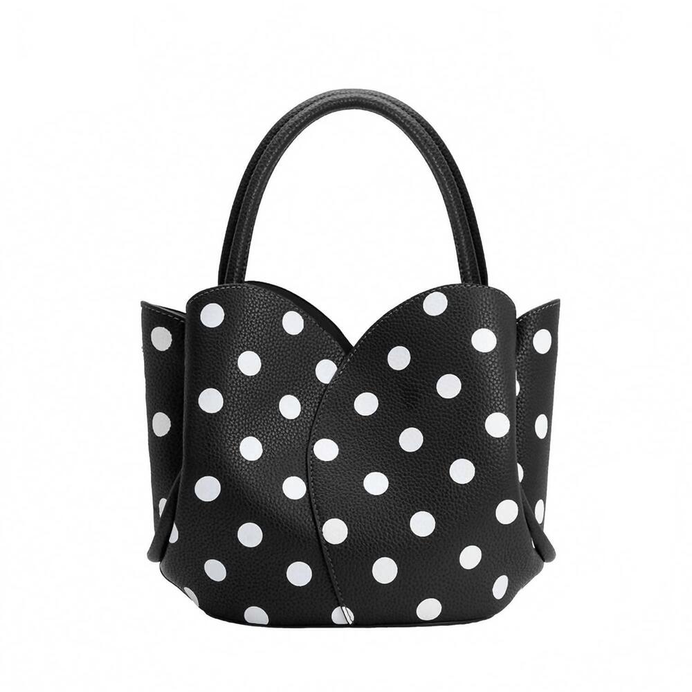 NEW MELIE BIANCO women's tulip leather polka dot top handle bag in black